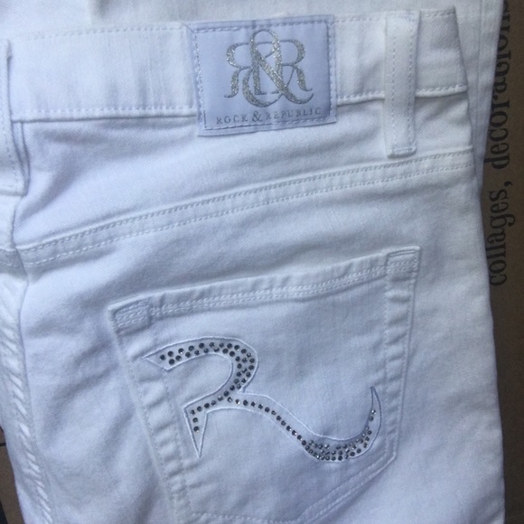 Rock & Republic White Jewel Embellished Jean Size8 - Picture 8 of 10